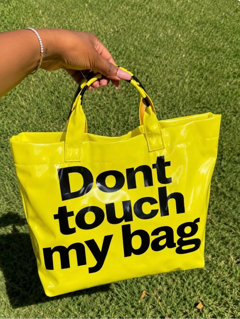 Yellow 'Don't Touch My Bag' Tote Bag for Women